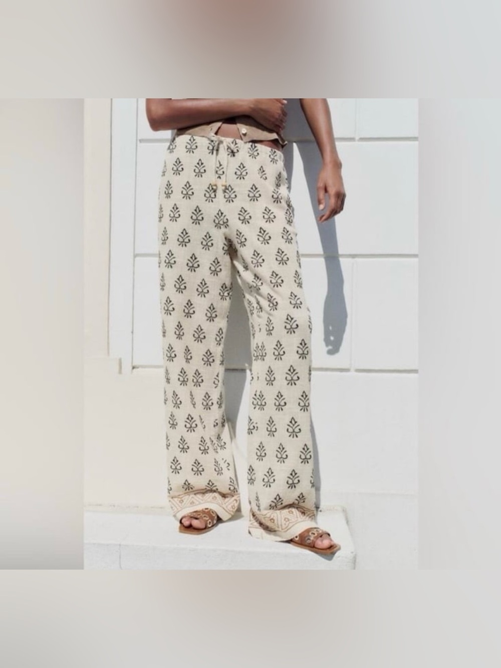Zara Moroccan Goddess Boho Flowy Pants, small, lounge, beach, cotton blend